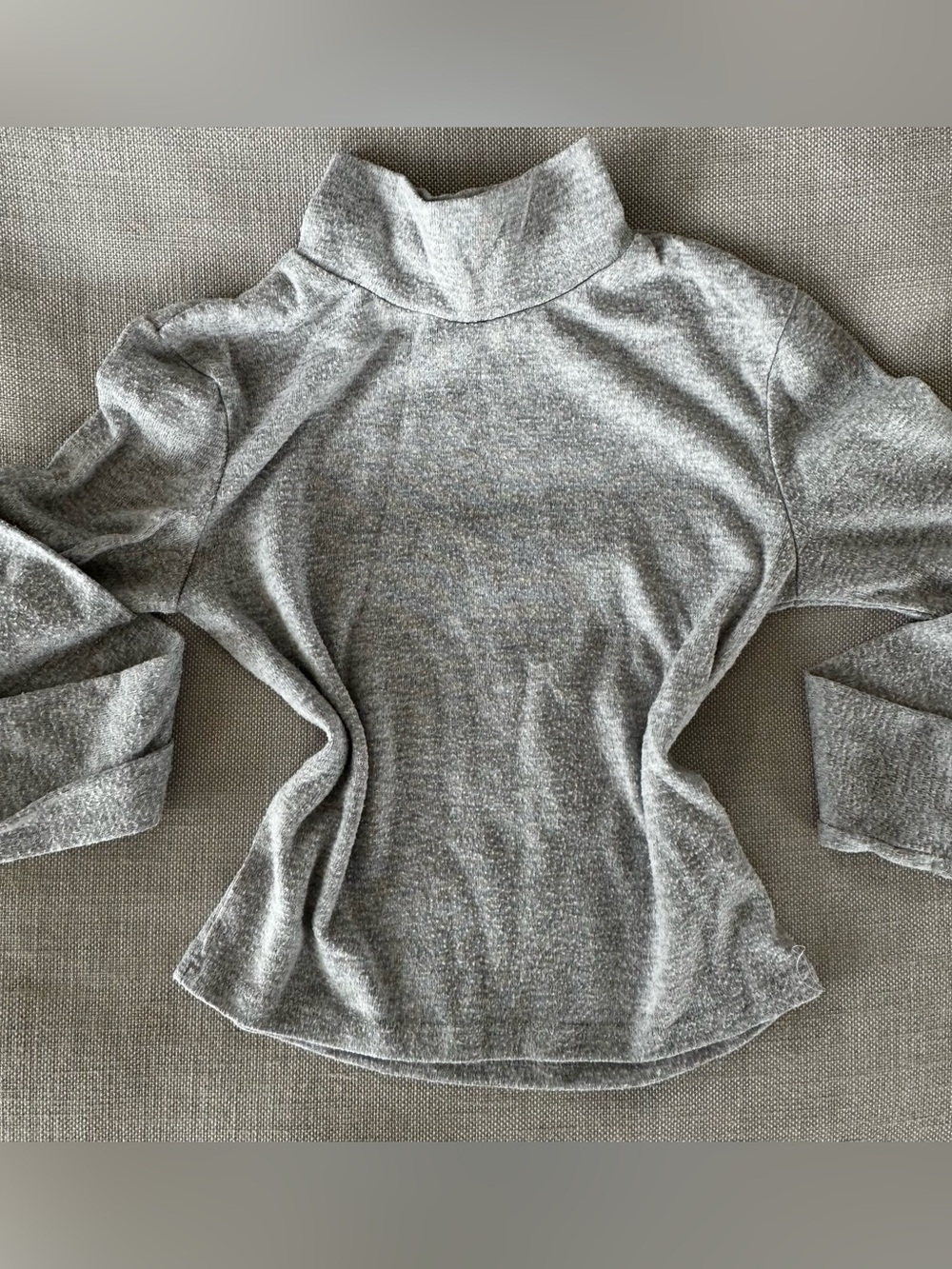 Zara Soft Knit Mock Neck Top | Heather Grey | Medium - Picture 2 of 6